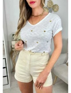 Mon Short Beige "boutons Dorés"