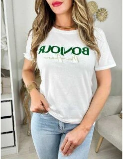 Mon Tee Shirt Blanc "Bonjour Mon Amour"