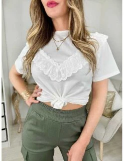 Mon Top Blanc " Buste Volant & Brodé"