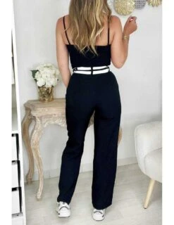 Pantalon Classique Noir Et Taille Blanche -Vive Le Style Boutique pantalon classique noir et taille blanche 3