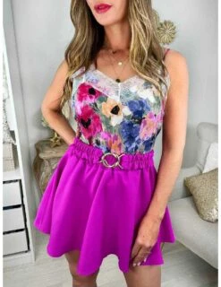 Petit Top Col Dentelle "blurry Flowers"