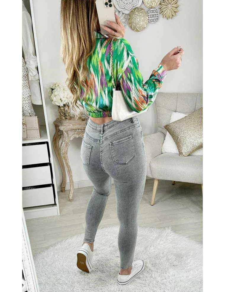 Petite Blouse Imprimée "Green Paint Colors" & Bas Noué 3 Petite Blouse Imprimée "Green Paint Colors" & Bas Noué