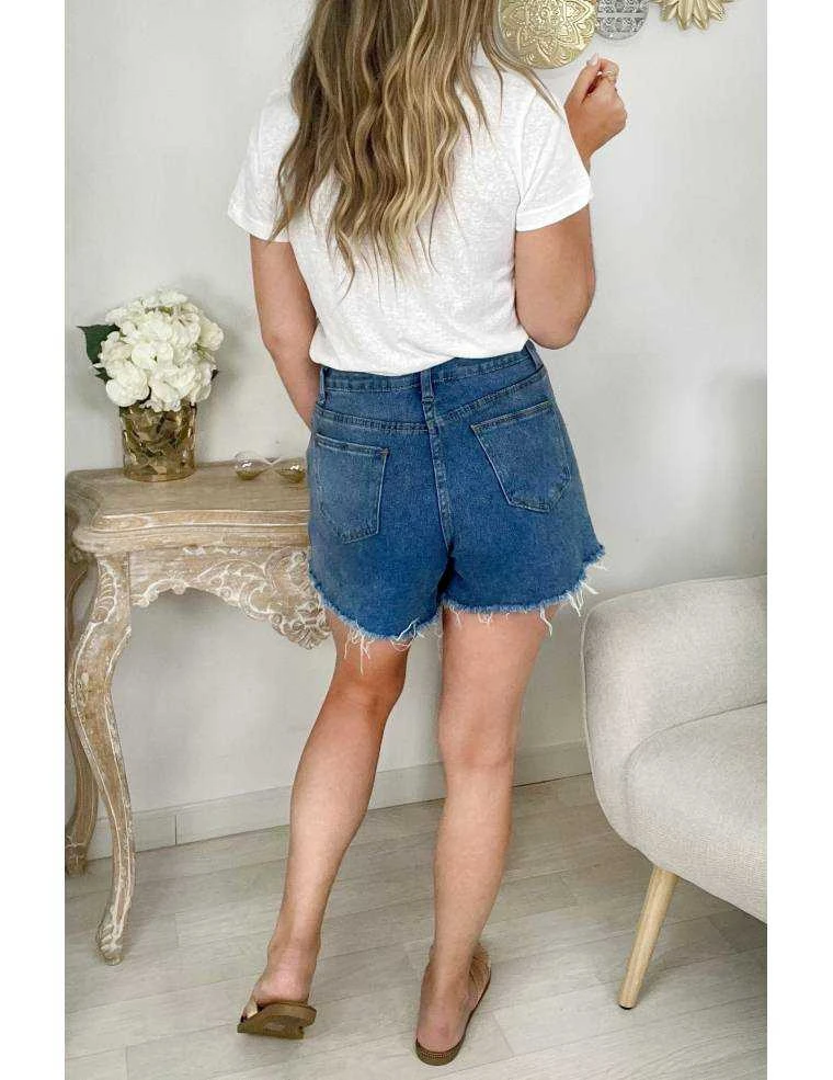 Short En Jeans Bleu Médium 6 Short En Jeans Bleu Médium – Image 4