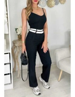 Top Noir Fines Bretelles & Côtelé -Vive Le Style Boutique top noir fines bretelles cotele 2